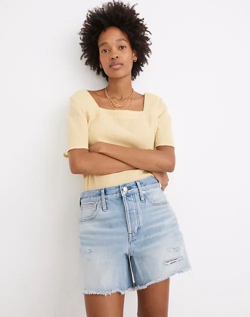 Relaxed Mid-Length Denim Shorts in Selton Wash: Ripped Edition | Madewell