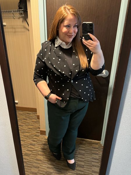 Workwear hack: get a faux collar to wear under a basic tee to snazz it up. Even better if you throw a blazer over it. I wore this outfit to my work conference in Chicago and it was perfect. Business casual can be fun when you add some pops of color and/or a pattern!

#LTKWorkwear #LTKStyleTip #LTKPlusSize