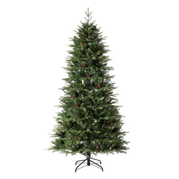 Glitzhome Pre-Lit Green Fir Artificial Christmas Tree with Warm Lights & Remote Controller - 7ft | Bed Bath & Beyond