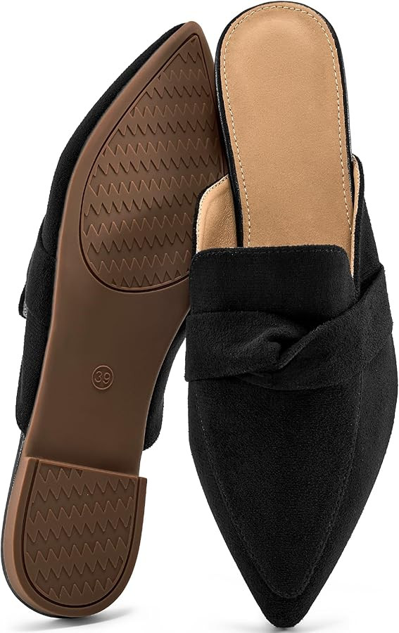Mules for Women 2025: Pointed Toe Slingback Flats Shoes Casual Bowknot Slide Loafers for Office W... | Amazon (US)