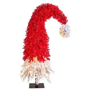 Nearly Natural 9 ft. LED Holiday Red Santa Hat Artificial Christmas Tree with 600-Lights and 1992... | The Home Depot