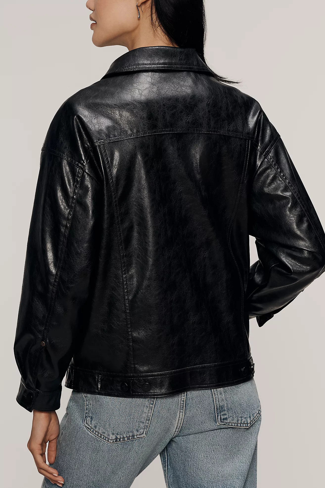 The Weston Faux Leather Boyfriend Jacket by Pilcro | Anthropologie (US)