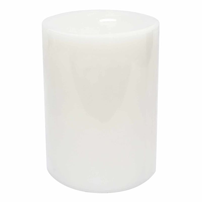 White Unscented Pillar Candle, 4" | At Home