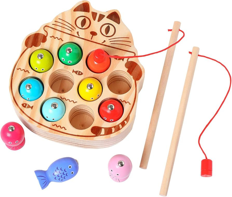Montessori Magnetic Wooden Fishing Game for Toddlers 1-3 Years Old,Fine Motor Skills Early Learni... | Amazon (US)