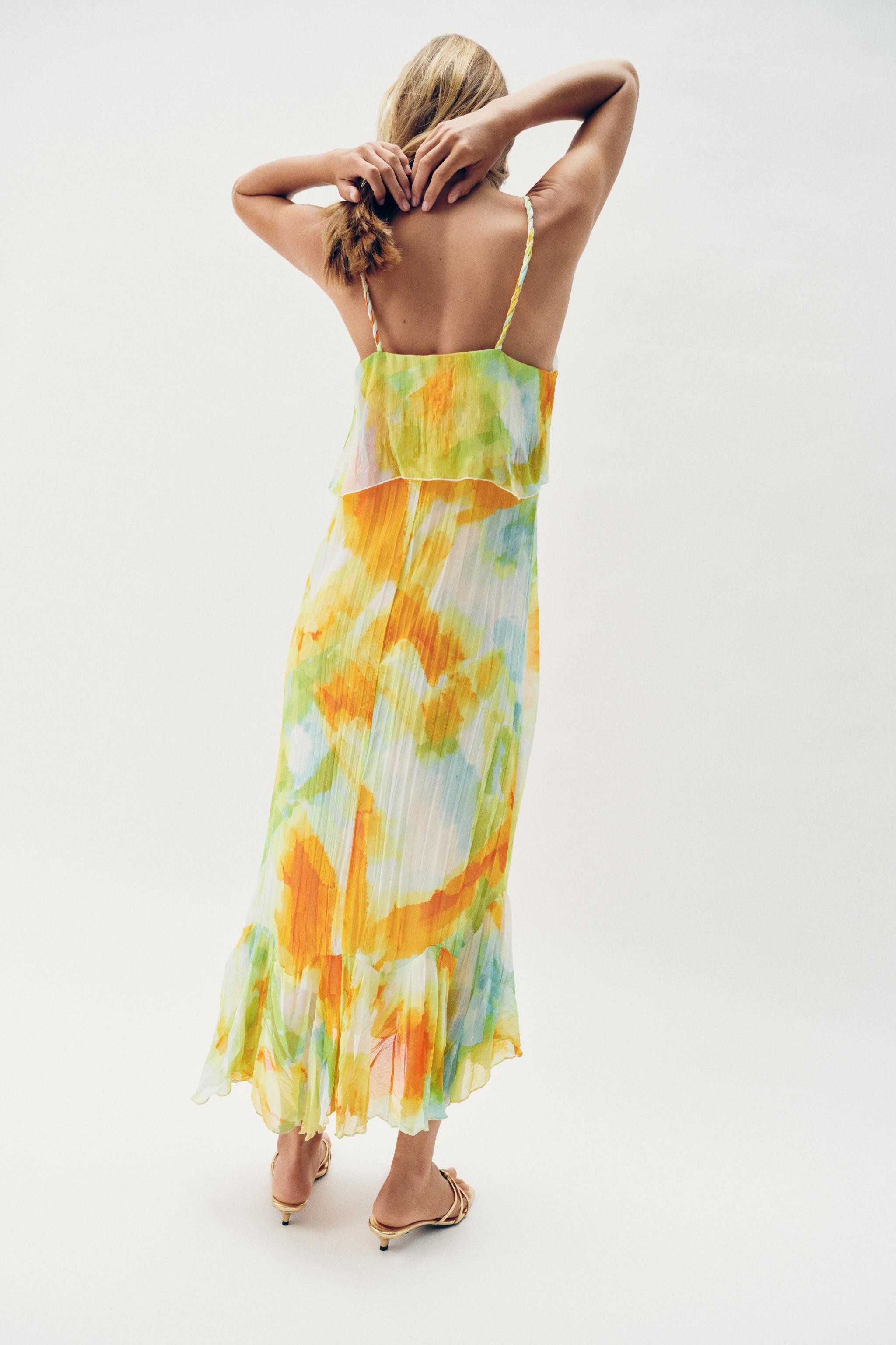PRINTED RUFFLE MIDI DRESS | Zara US