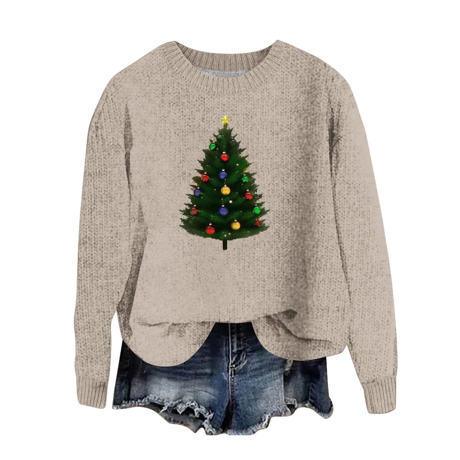 Funny Christmas Sweaters for Women - Sweater Women, Women's Xmas Sweaters Christmas Tree Print Sw... | Walmart (US)