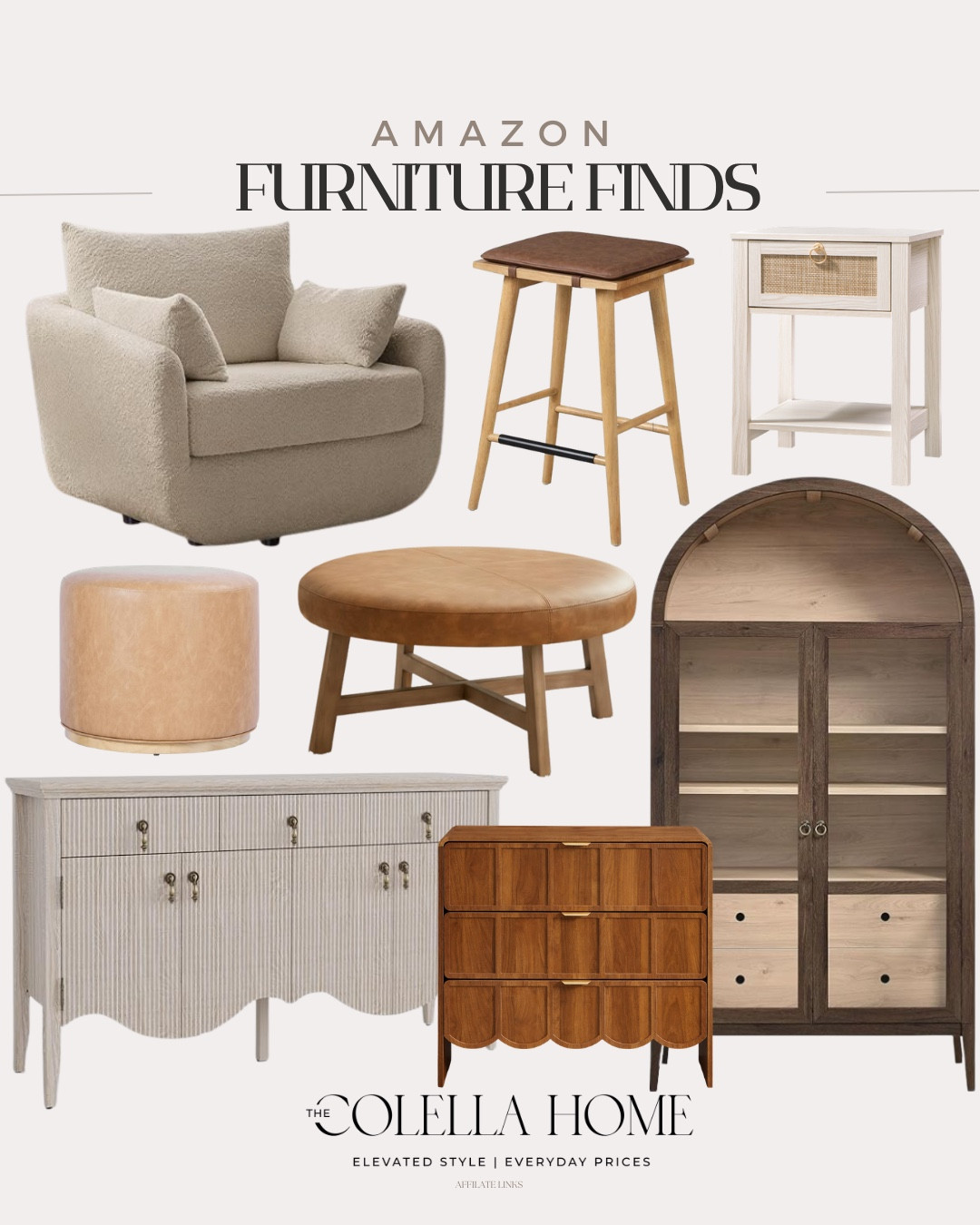 Amazon furniture finds include ottoman, coffee table, buffet, side table, stool, accent chair, bookshelf, and small dresser.

Home decor, furniture, looks for less, home accentss

#LTKHome #LTKvlog #LTKSeasonal
