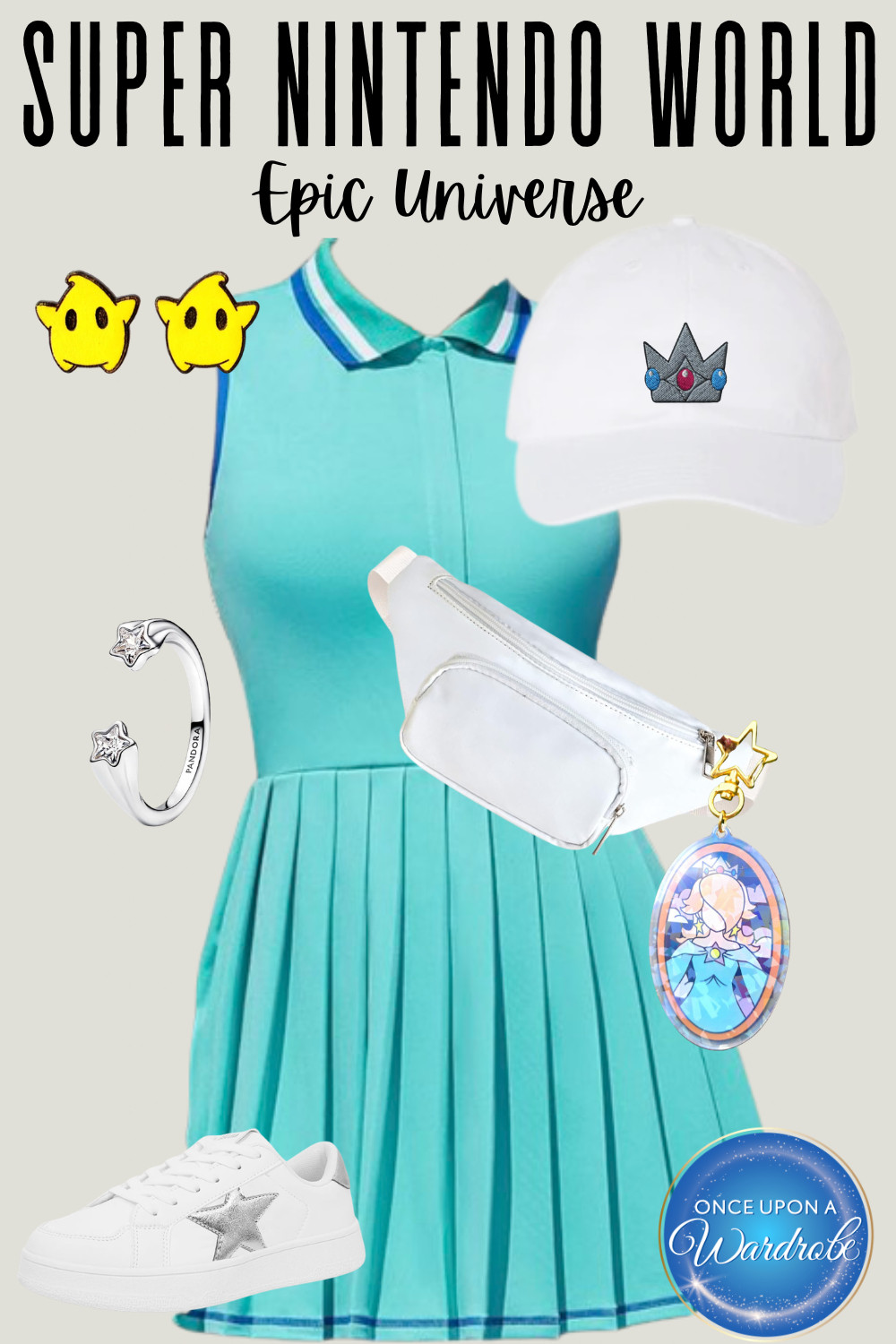 This Rosalina outfit is such a pretty option for Super Nintendo World at Epic Universe ✨

The teal dress pulls straight from Rosalina’s signature color palette, and we styled it with a white belt bag, crown hat, star jewelry, and comfortable sneakers for a full park day. It feels themed without being a full costume, which makes it perfect for photos, rides, and walking around the land.

If you’re planning Super Nintendo World outfits or building out Epic Universe outfits, this Rosalina outfit is an easy, wearable choice that still stands out. 

 #LTKTravel