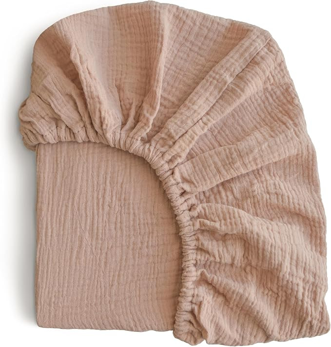 mushie Extra Soft Muslin Fitted Crib Sheet | 192 Thread Count | 28"x 52"(Natural) | Amazon (US)