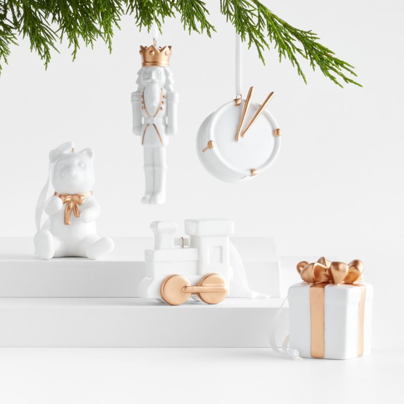 Classic Toy Ceramic Christmas Tree Ornaments , Set of 5 | Crate & Barrel | Crate & Barrel