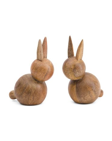 Set Of 2 Wooden Bunnies | TJ Maxx