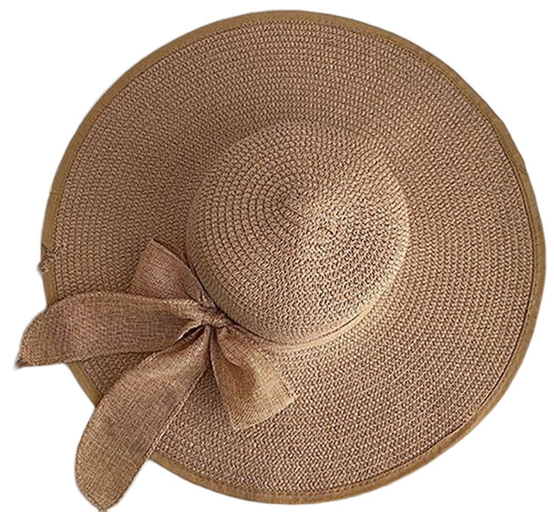 Large Brim Straw Hat Women's Summer Sun Protection Large Brim Hat Beach Bow Sun Hat | Walmart (US)