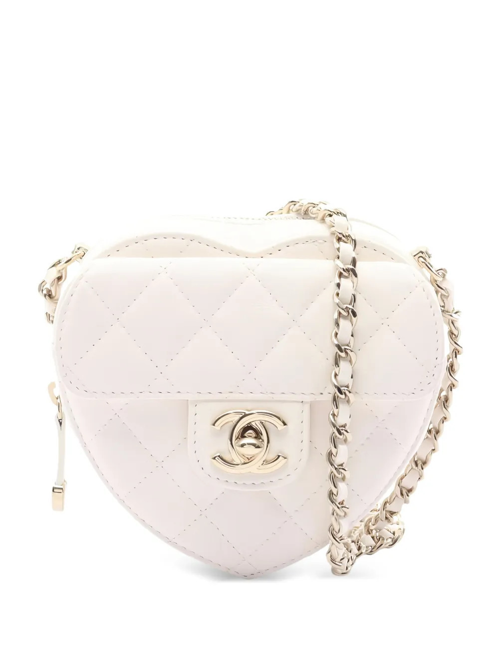 CHANEL Pre-Owned 2021 heart quilted shoulder bag - White | Farfetch Global