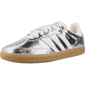 Adidas Samba OG Womens Sneaker (Silver Metallic Cracked Leather, 8.5) | Amazon (US)