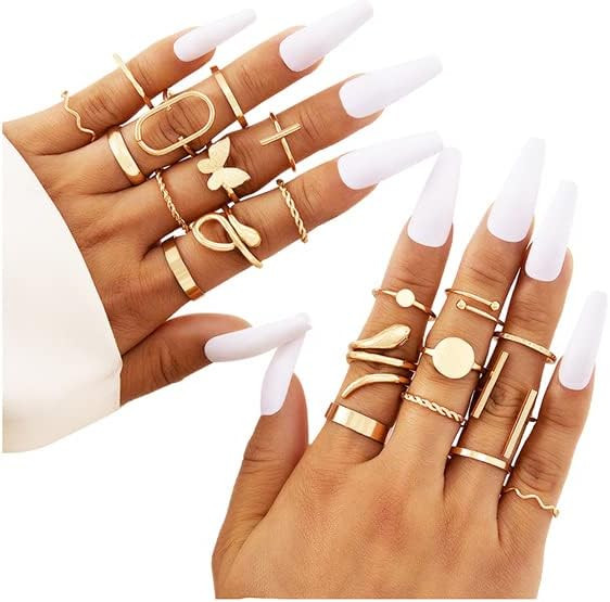 INENIMARTJ Boho Rings for Women Teen Girls,Gold Stacking Rings Set Vintage Knuckle Stackable Moon... | Amazon (US)