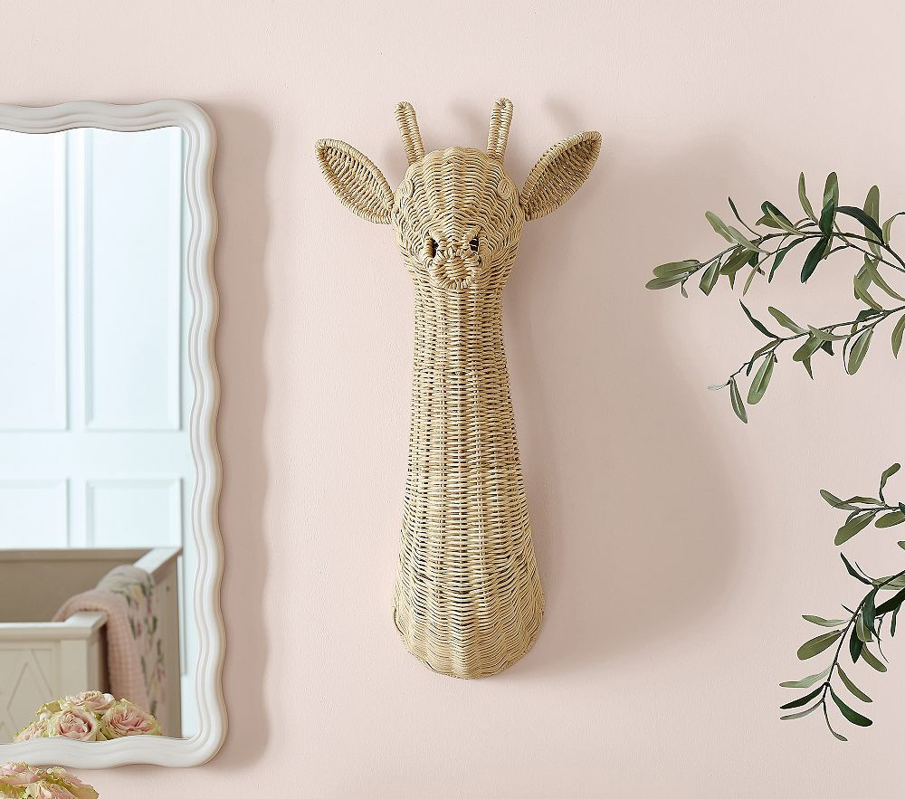 AERIN Rattan Giraffe Wall Decor | Pottery Barn Kids