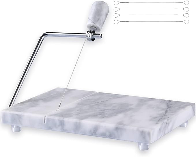 SIPARUI Cheese Slicer, Cheese Cutter Heavy Duty 5" x 8", Polished Marble Cheese Slicer Board for ... | Amazon (US)