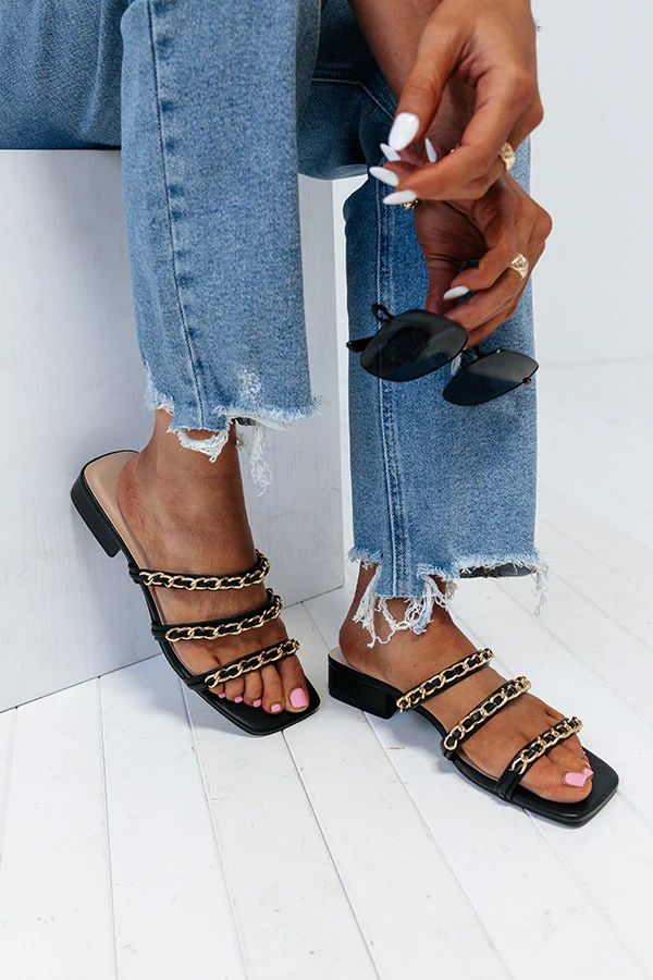The Darly Faux Leather Sandal In Black | Impressions Online Boutique