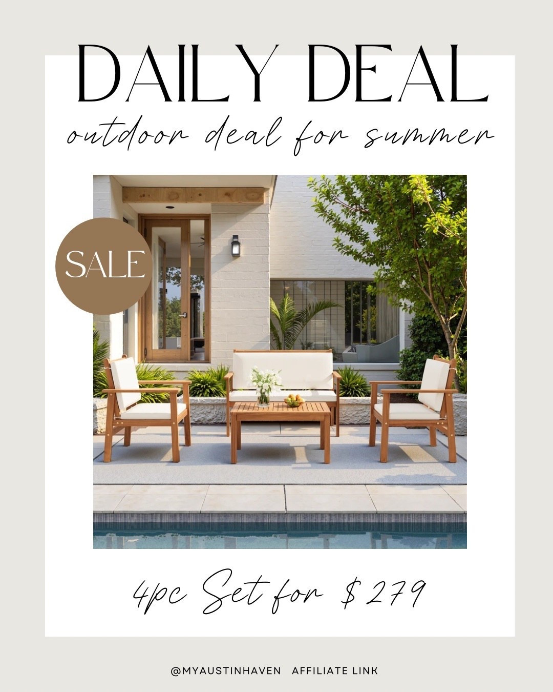 ✨ Daily Deal - only $279! ✨

This gorgeous 4 pc patio set looks like Pottery Barn but it’s 1/5 of the cost!! 👏🏼🌿☀️

Timeless seating, classic stripes, cozy lighting & pieces that make your space feel resort-ready without leaving home.

Wayfair patio, outdoor furniture sale, patio refresh, outdoor sofa, patio chairs, striped outdoor rug, scalloped umbrella, fire pit table, outdoor lanterns, exterior lighting, porch decor, neutral outdoor, backyard update, spring patio, outdoor living, modern classic patio, deck styling, patio makeover, entertaining outside, warm weather setup

#patioseason #patioset #patiodecor #outdoorliving #outdoordecor  

#LTKHome #LTKSaleAlert #LTKSeasonal