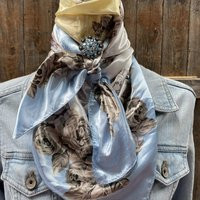 35x35"" Pale Blue & Cream Floral Wild Rag/Scarf Wrc590A - Antique Aqua Clear Slide Bandana Cowboy Rag Western Scarves Rodeo Ranchy Cowgirl | Etsy (US)