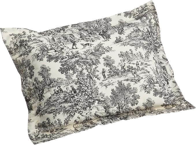 Ellis Curtain Victoria Park Toile Pillow Sham Standard Size, Black 20" x 26" | Amazon (US)