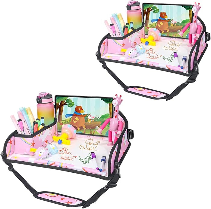Upgraded Kids Travel Tray for Car Seat - Travel Tray for Airplane, Toddler Lap Tray, Carseat Lap ... | Amazon (US)