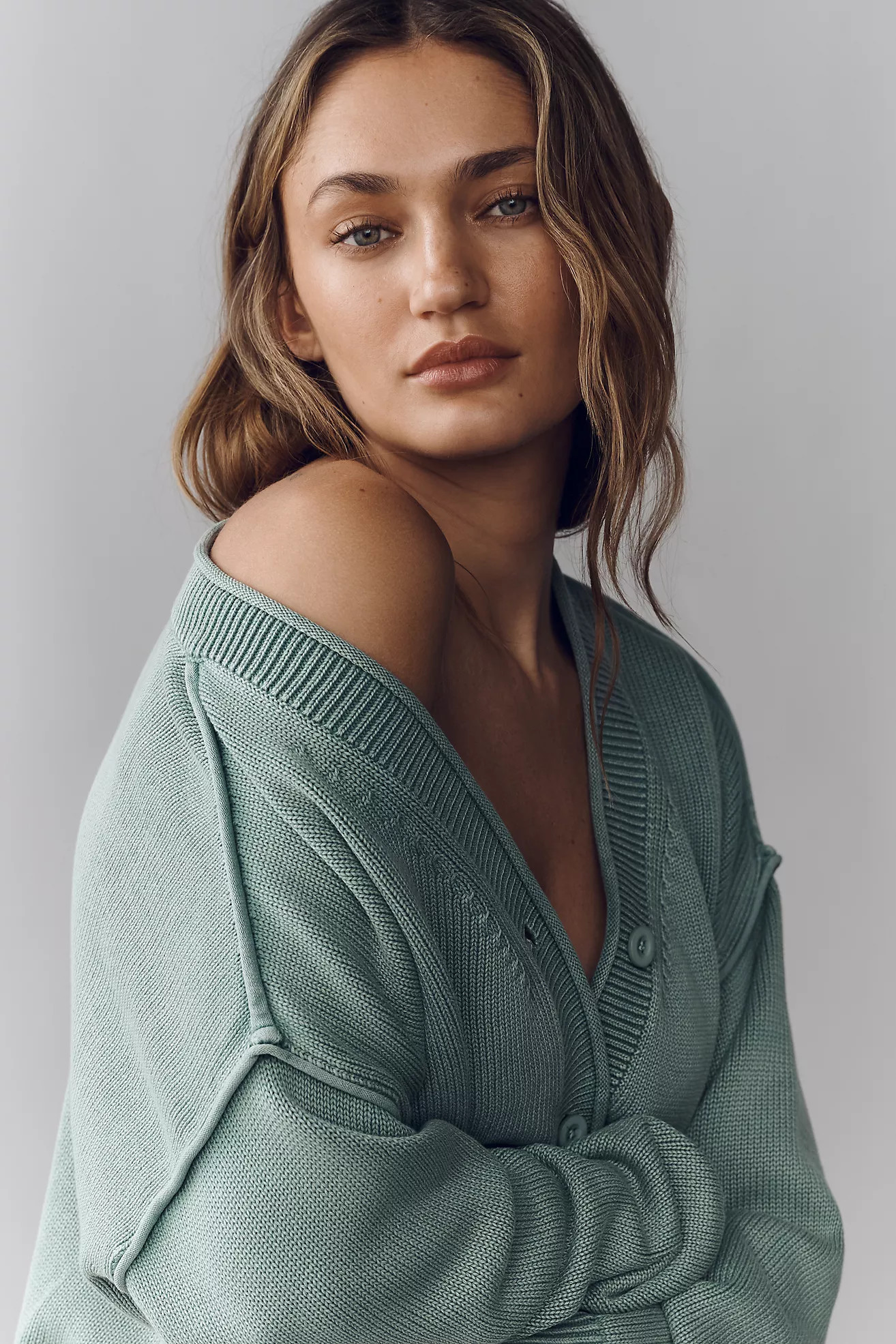 Pilcro Long Sleeve Cotton V Neck Cardigan Sweater | Anthropologie (US)