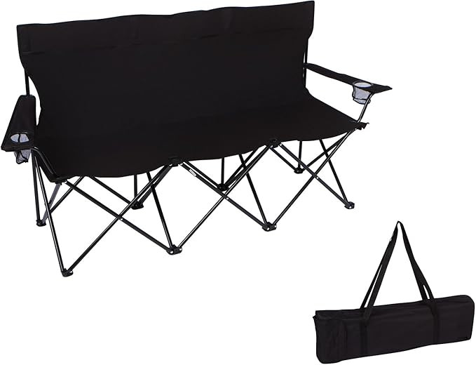 65" Triple Style Tri Camp Chair with Steel Frame and Carry Bag by Trademark Innovations (Black) | Amazon (US)