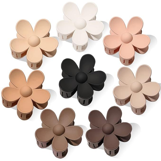 Flower Hair Clips Big 8PCS Cute Daisy Matte Strong Hold Jaw Claw Clips Large Hair Clamps Thick Th... | Amazon (US)