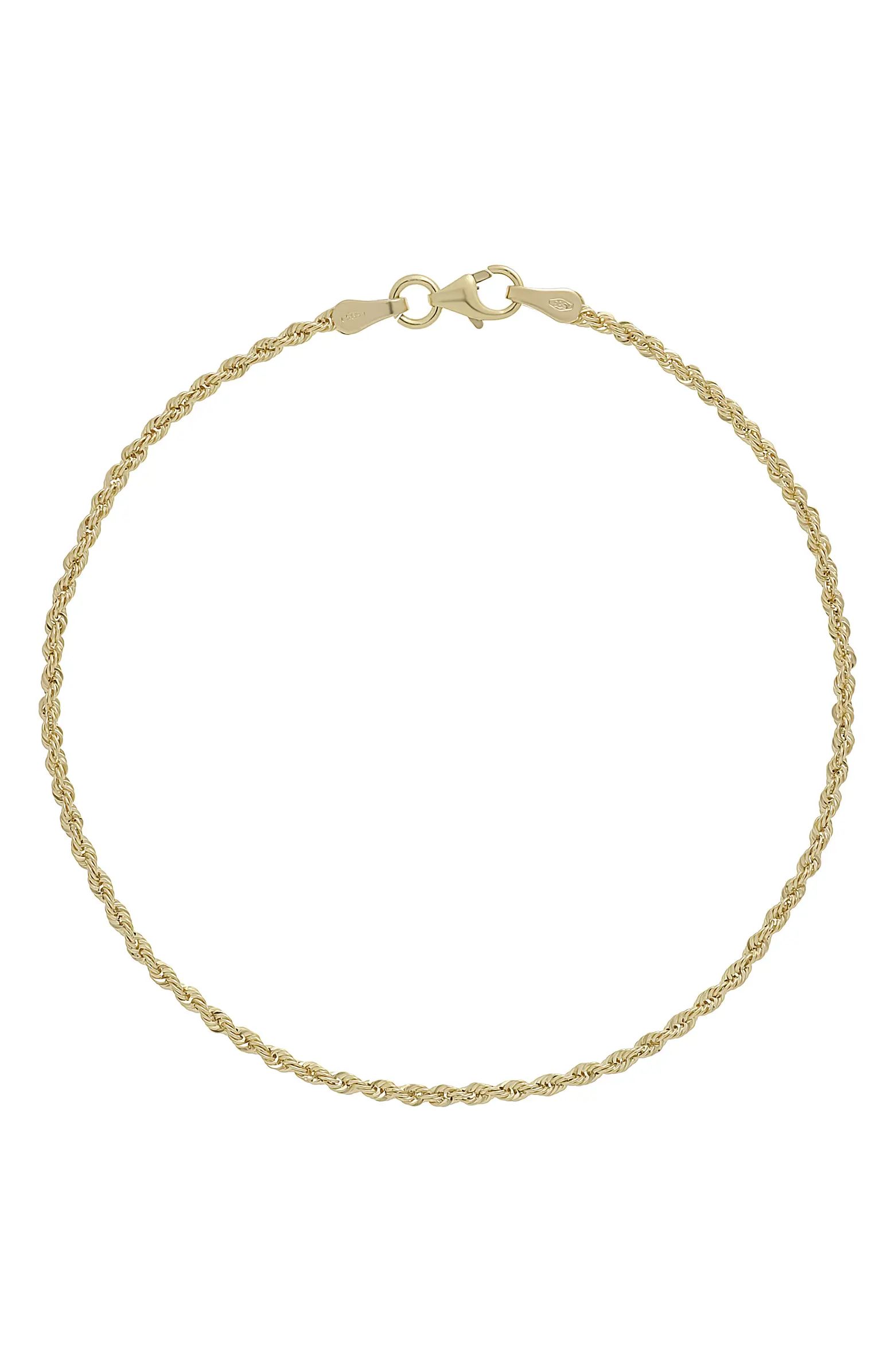 14K Gold Rope Chain Bracelet | Nordstrom