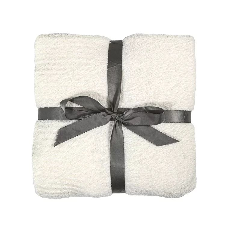 JOOJA Knit Throw Blanket Polyester Plush Super Soft Cozy Blanket for Bed Sofa, 50"x60", Cream | Walmart (US)