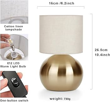 LHYueTong Modern Small Table Lamp Set of 2, Minimalist Nightstand Bedside Lamps with One-Button I... | Amazon (US)