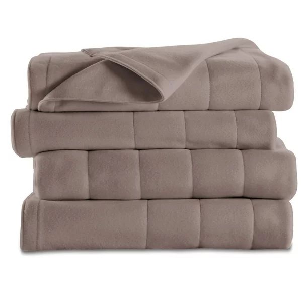 Sunbeam Heated Electric Blanket Royal Dreams Quilted Fleece Twin Mushroom Beige | Walmart (US)