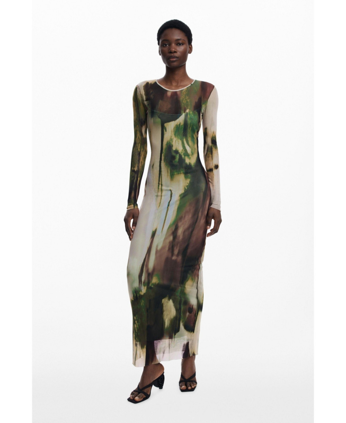 Desigual Women's Long tulle dress - Military green | Macy's