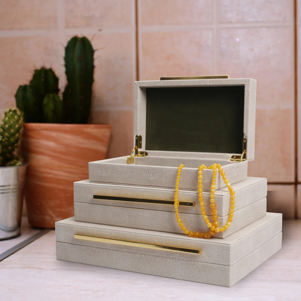 3 Piece Handmade Faux Leather Decorative Box Set | Wayfair North America