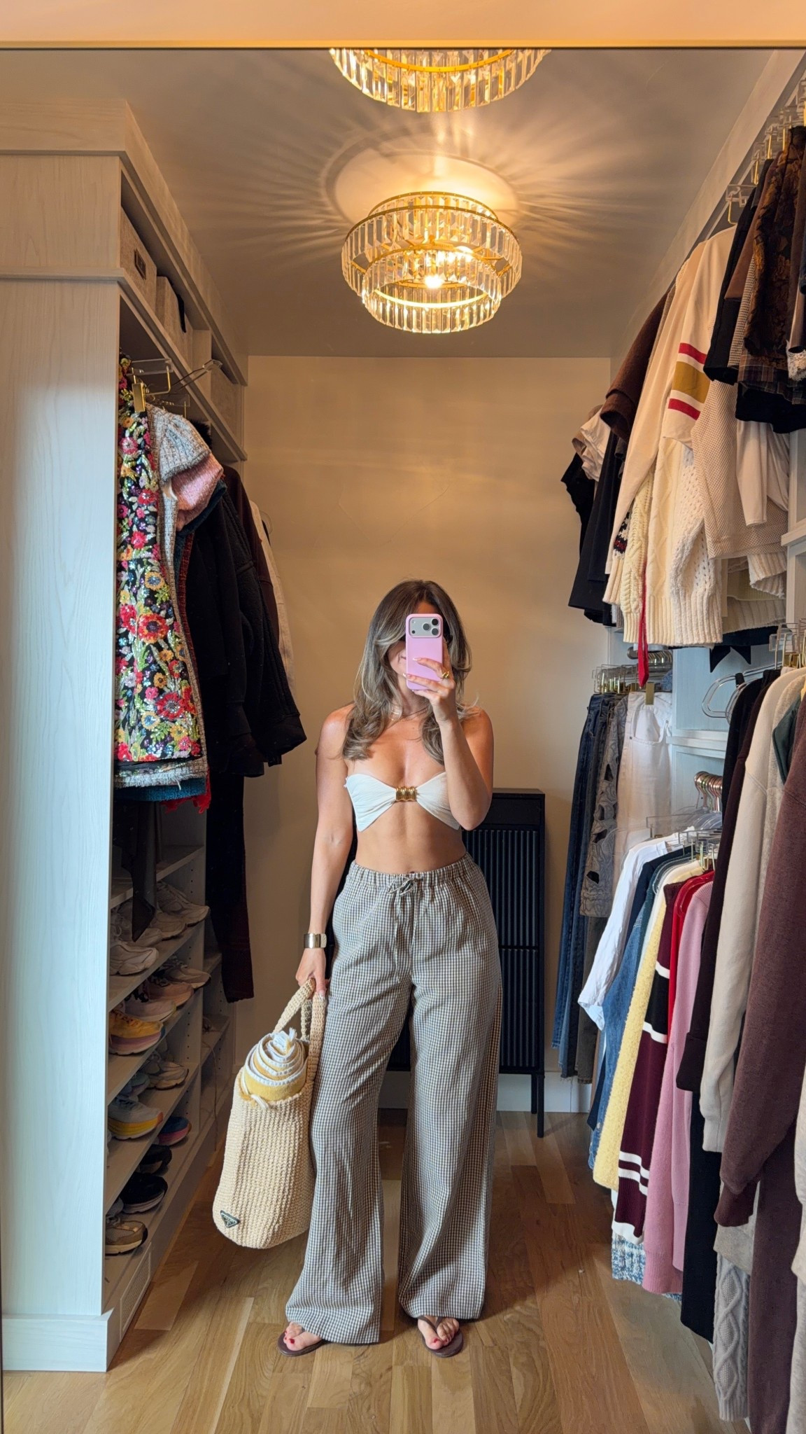 Aritzia tan gingham linen pants paired with a white bikini 

Electric picks code: emerson20

Wearing medium pants. Small top

Casual
Summer
Coverup
Swimwear
Vacation
Destination
Pool day 

#LTKSeasonal #LTKSwim #LTKgrwm