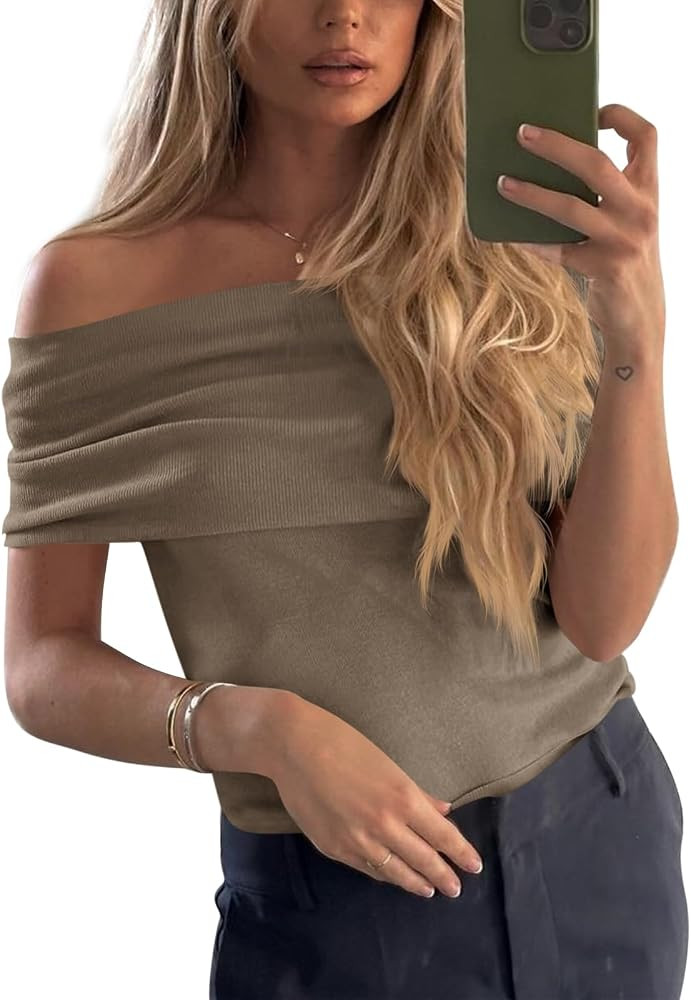 Imily Bela Women's Off The Shoulder Sweaters Casual Knit Sleeveless Summer Y2K Going Out Tops Blo... | Amazon (US)