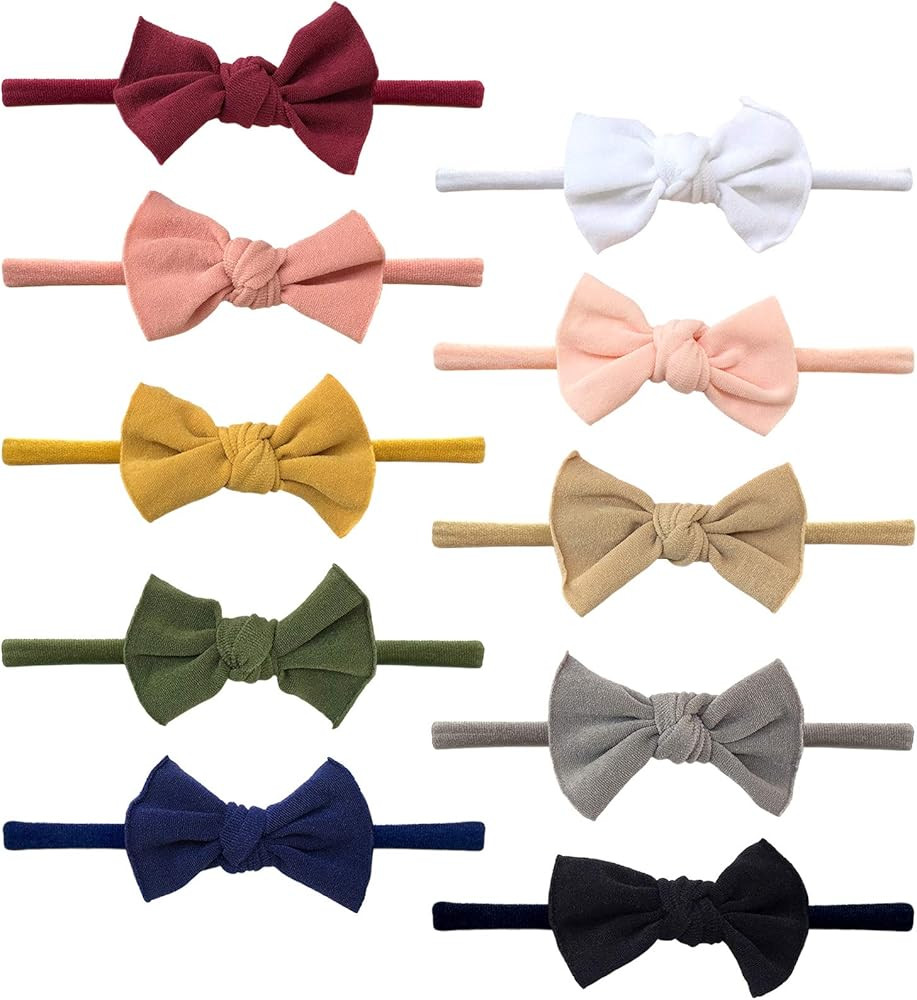 Baby Girl Headbands and Bows, Super Soft & Stretchy Nylon Hair bands for Newborn, Toddler, Childr... | Amazon (US)
