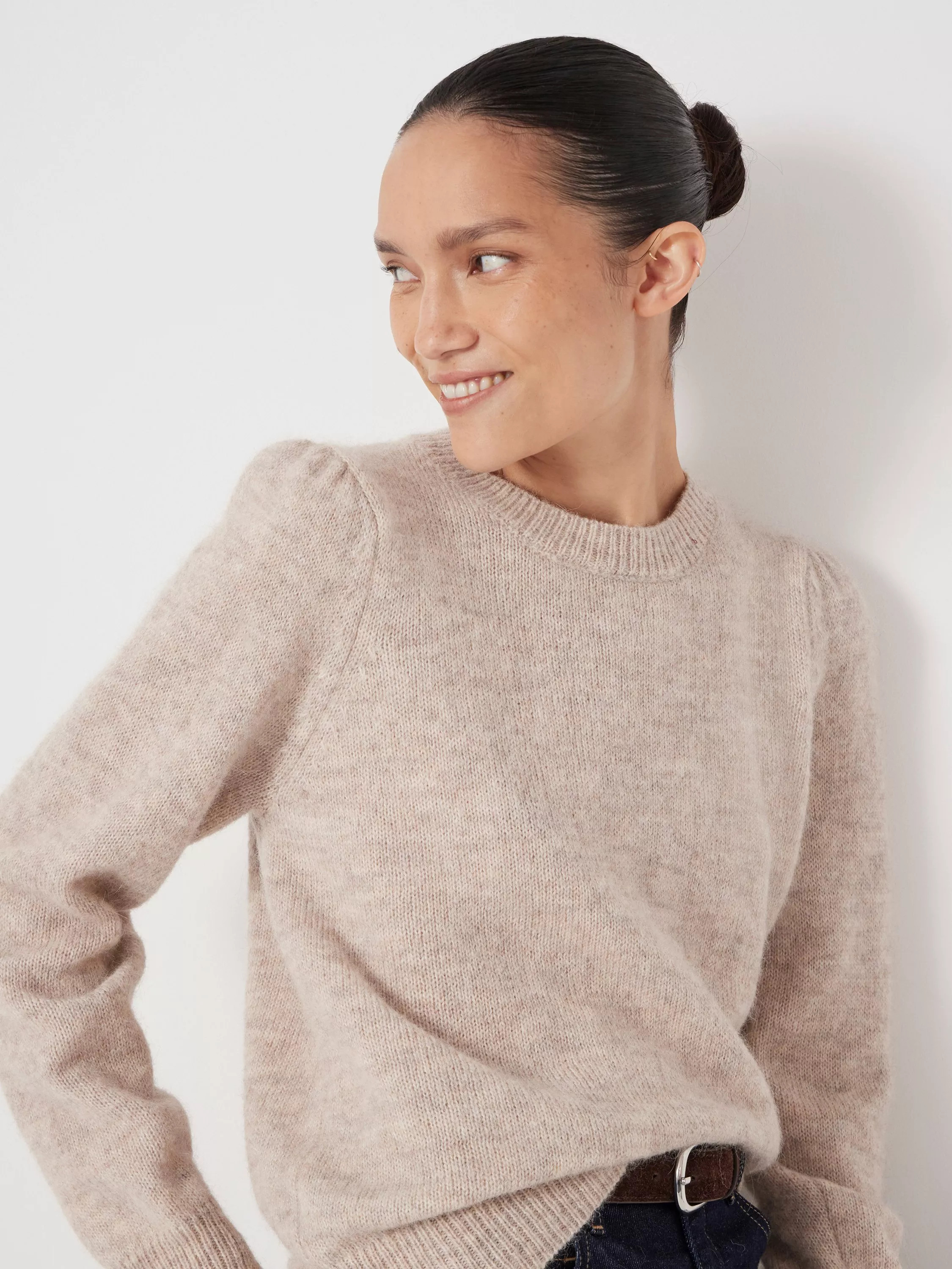 HUSH Gathered Shoulder Wool Blend Jumper | John Lewis (UK)