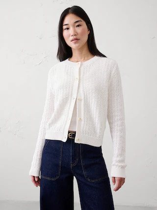 Cotton-Blend Textured Cardigan | Banana Republic Factory