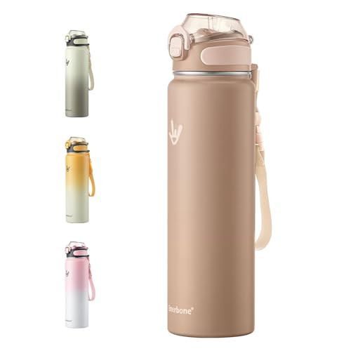 Enerbone 32 oz Insulated Water Bottle, Stainless Steel Bottle with Carrying Strap, Double-Wall Vacuum Insulation Design, Leakproof Sports Bottle with Straw, Keep Drinks Cold or Hot for Hours | Amazon (US)