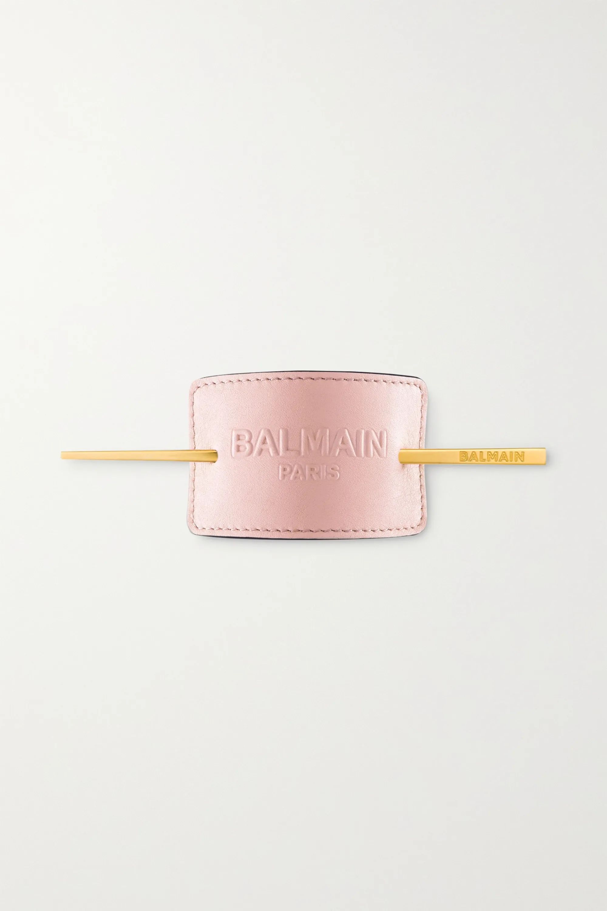 Baby pink Gold-plated and embossed leather hair pin - Baby-pink | Balmain Paris Hair Couture | NE... | NET-A-PORTER (US)