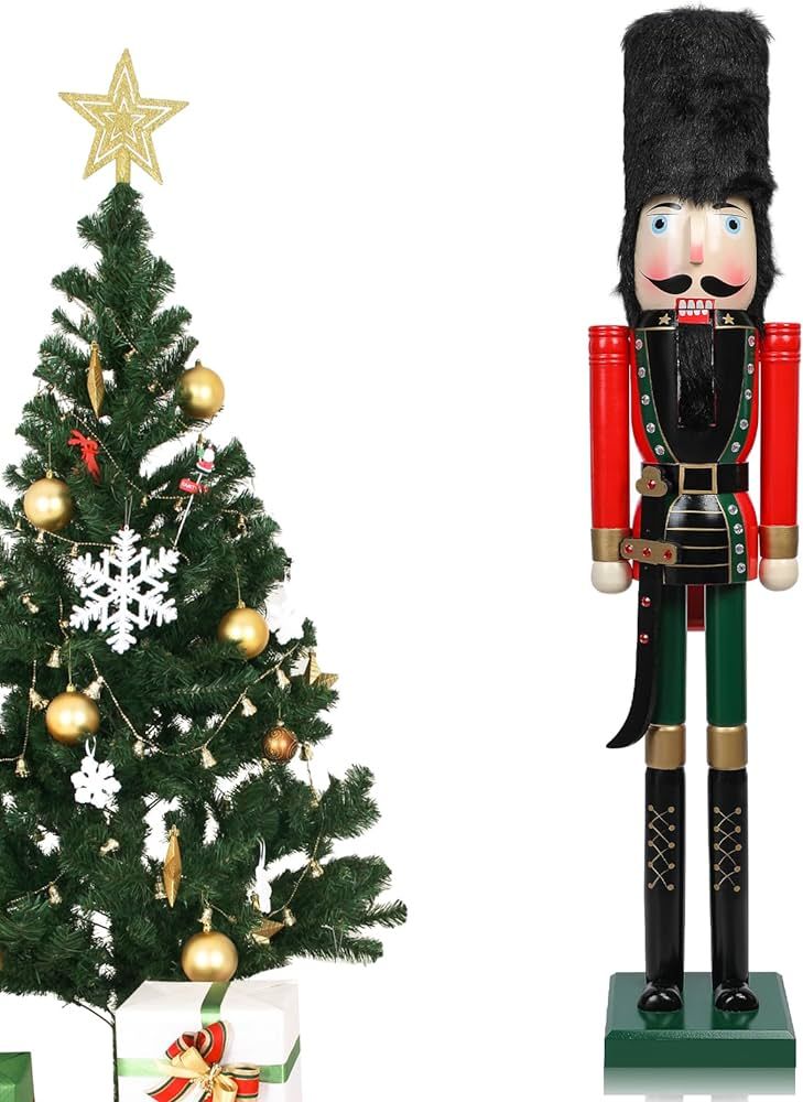 Liliful 4ft Large Christmas Nutcracker Outdoor Decoration Wooden Xmas Large Nutcracker Soldier Ch... | Amazon (US)