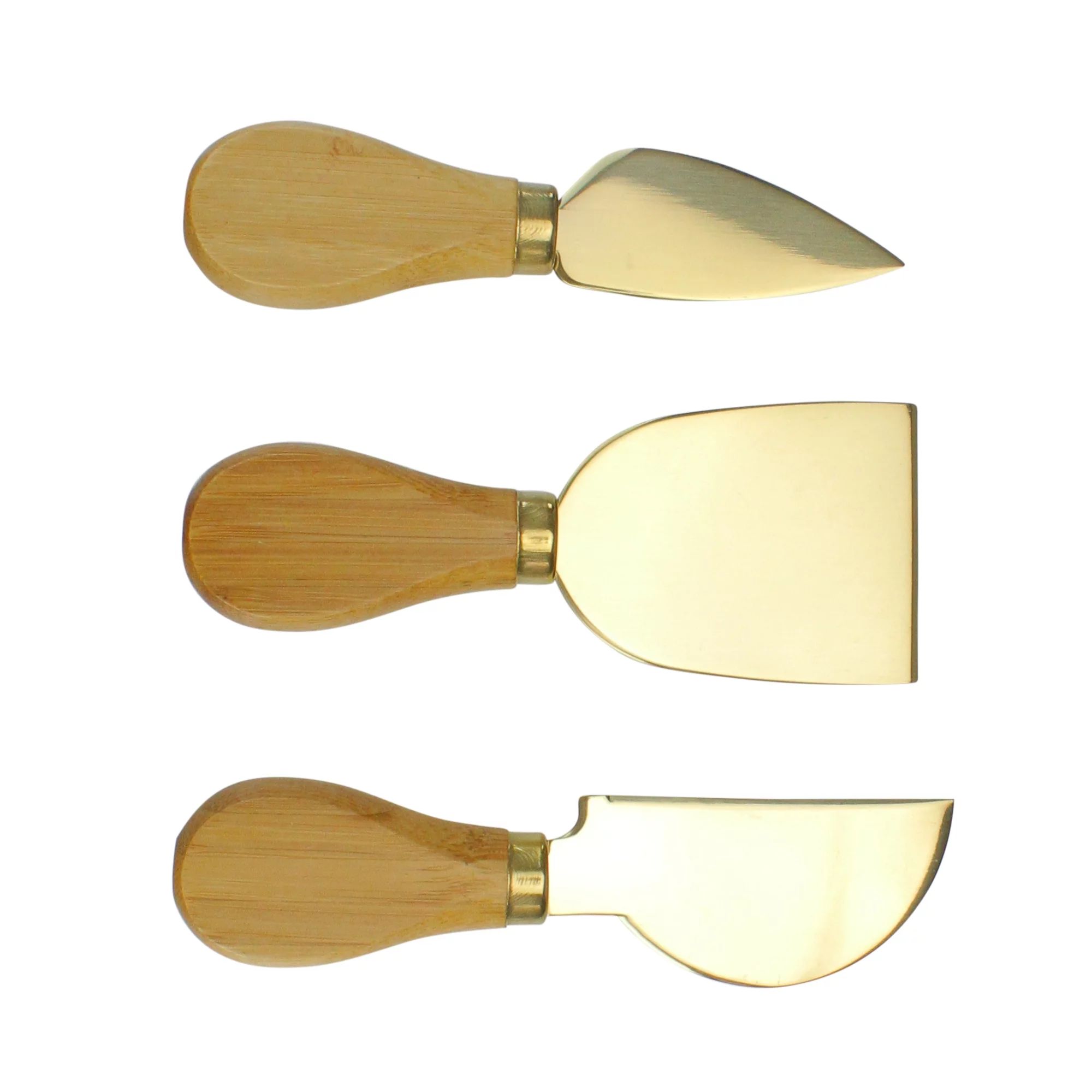 Set of 3 Golden Cheese Knives with Bamboo Handle 5" | Walmart (US)