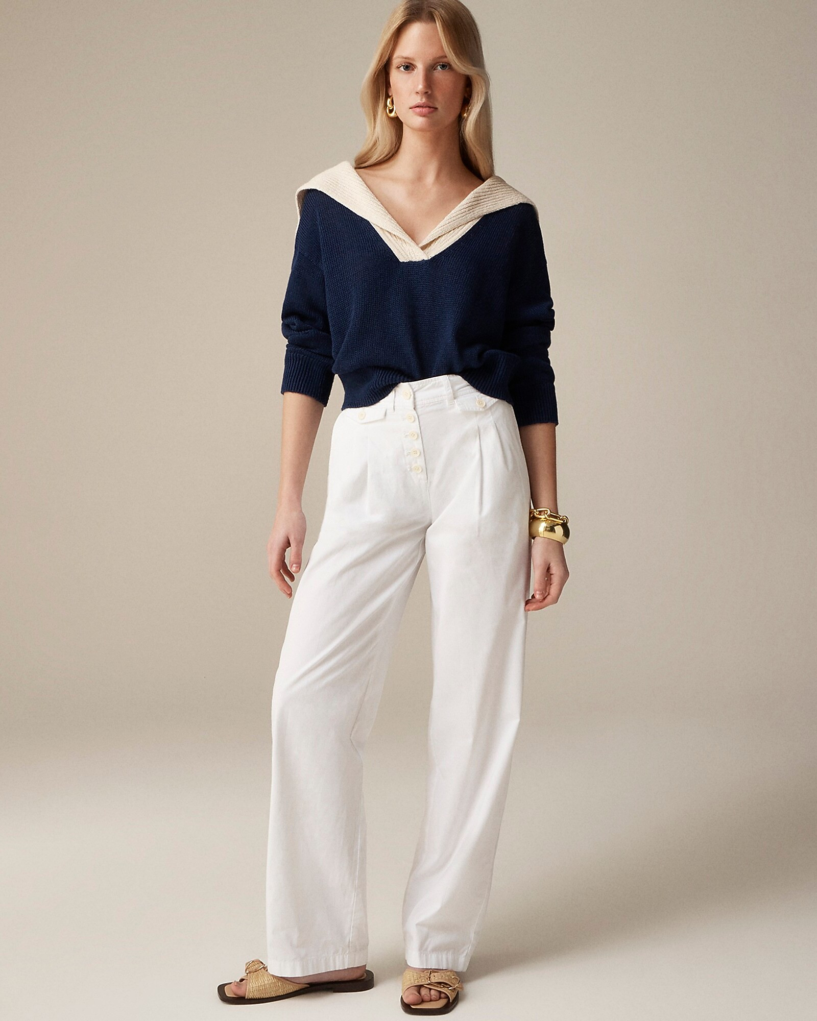 Pleated button-front pant in chino | J. Crew US