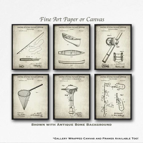 Fishing Set of 6 Patent Art Prints  Fishing Poster Set  Bass | Etsy | Etsy (US)