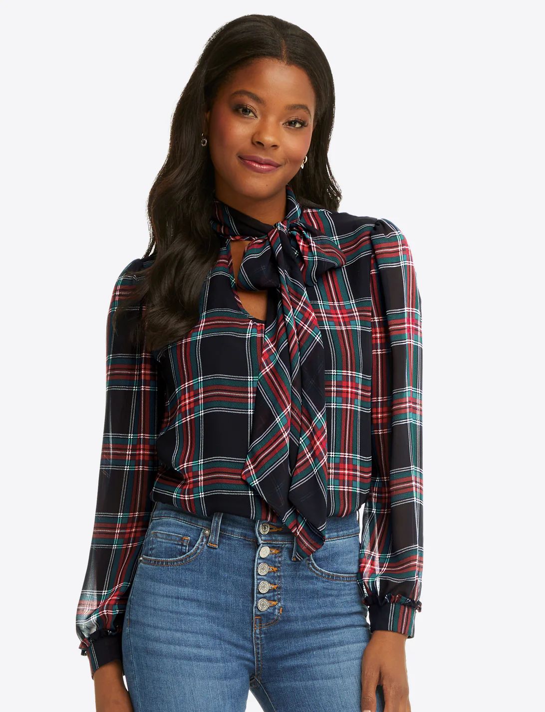 Long Sleeve Popover Top in Georgia Plaid | Draper James (US)