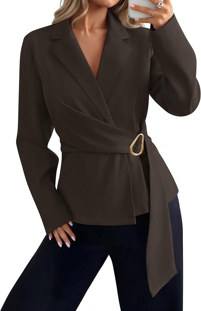 ZESICA Blazers for Women 2026 Wrap V Neck Casual Business Suit Jackets | Amazon (US)