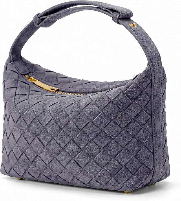 Woven Suede Shoulder Bag,Vegan Leather Hobo Handbag for Women | Amazon (US)