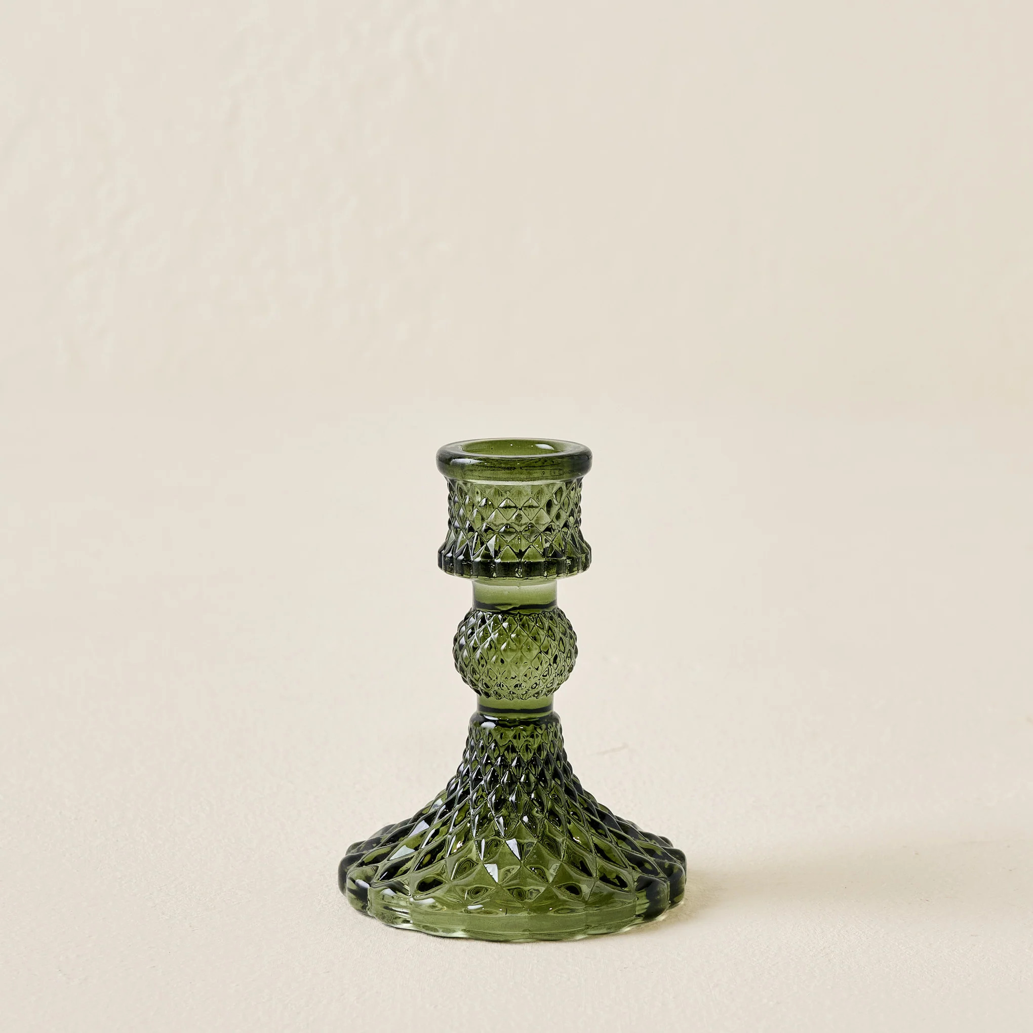 Antique Green Glass Taper Holder | Magnolia